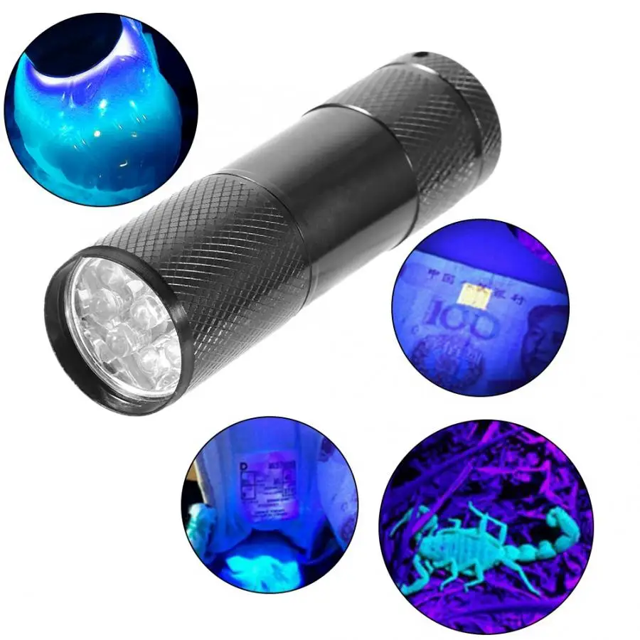 

Hunting 4.5V 9LED UV Flashlight Mini Expert Jade Torch 365-400nm for Fluorescence Detection flashlight 18650