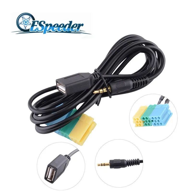 ESPEEDER 3 5 мм и USB разъем 2 в 1 автомобильный аудио адаптер Автомобильный видео кабель
