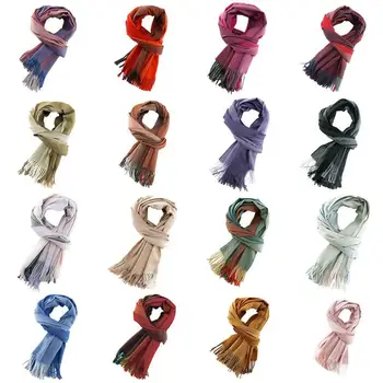 

Gradient Cashmere Scarf Winter Autumn Warm Women Tassel Scarves Wraps Shawl