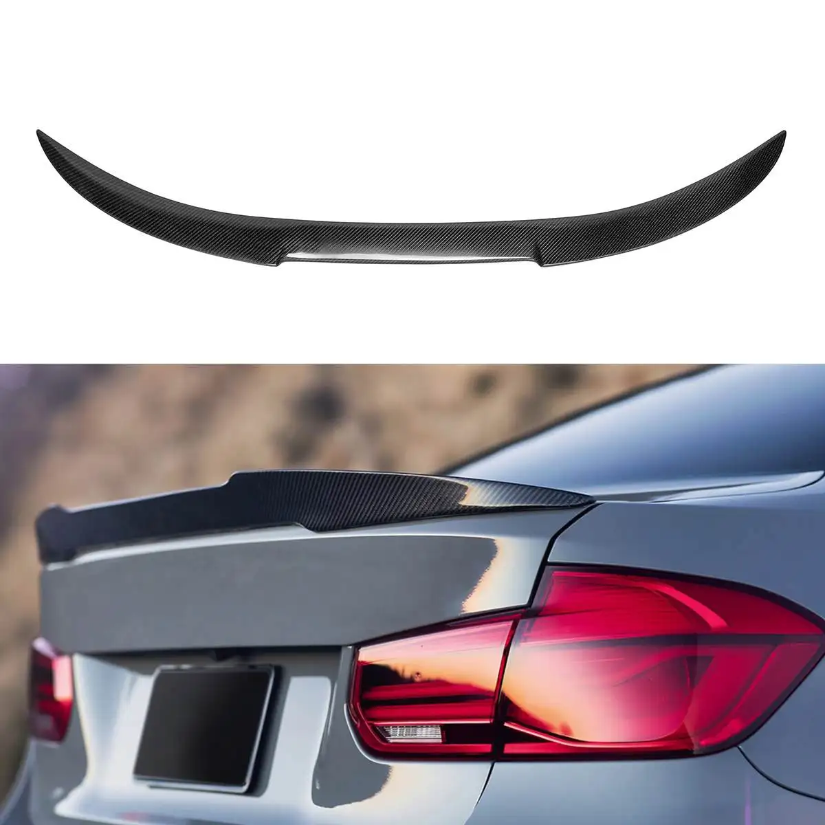 

M4 V Type Carbon Fiber Rear Trunk Spoiler Wing Boot Lip Fit For BMW F30 2012-2016 F80 M3 4 Door Sedan 2014-2016
