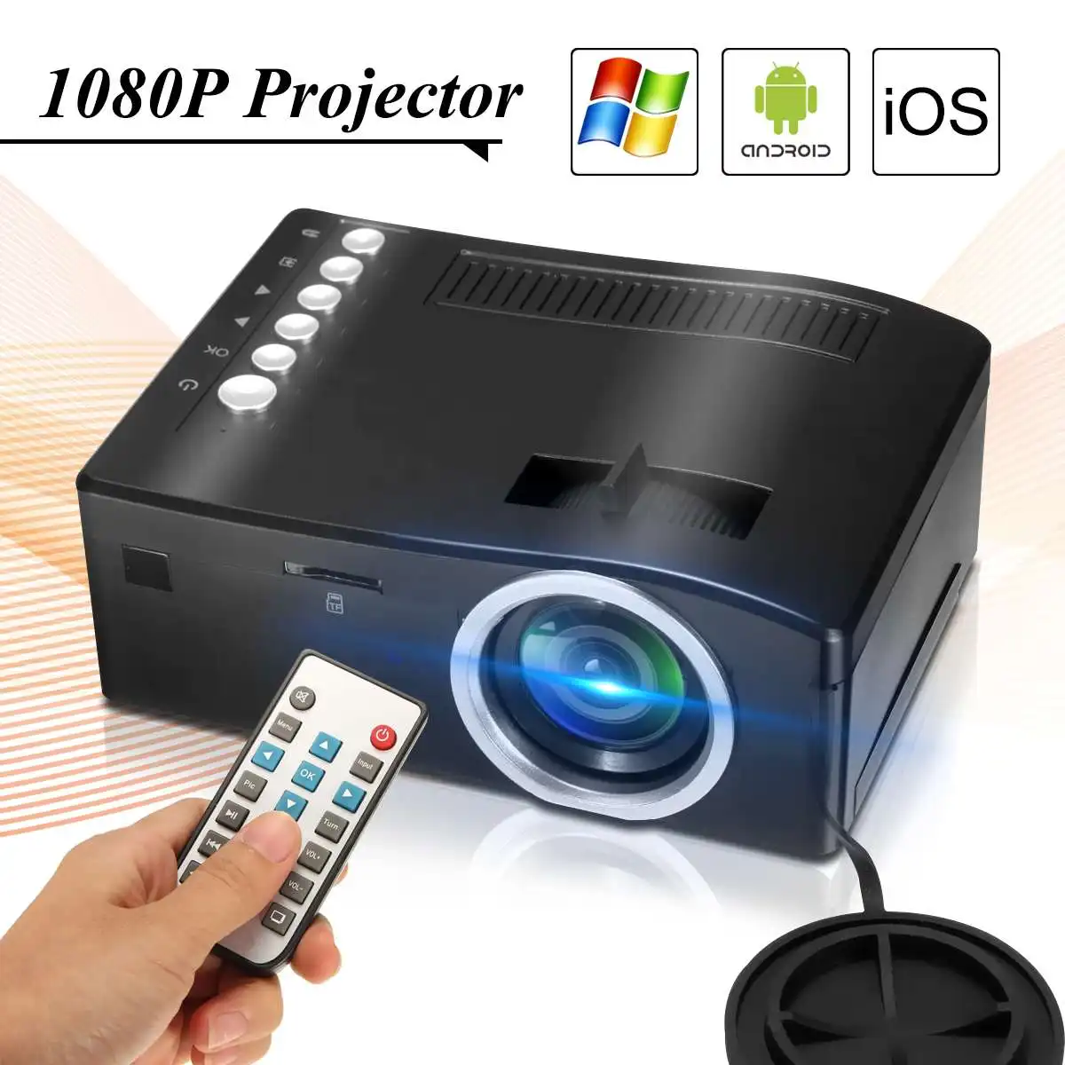 UC18 جهاز عرض (بروجكتور) ليد كامل HD 1080 P المسرح المنزلي متعاطي المخدرات رخيصة Proyector مع HDMI AV SD VGA