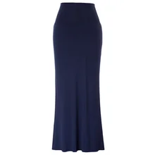 Элегантная женская однотонная черно-белая мягкая юбка с вышивкой Удобная вискозная высокая талия эластичная юбка-макси в обтяжку бедра длина до пола Falda Corta