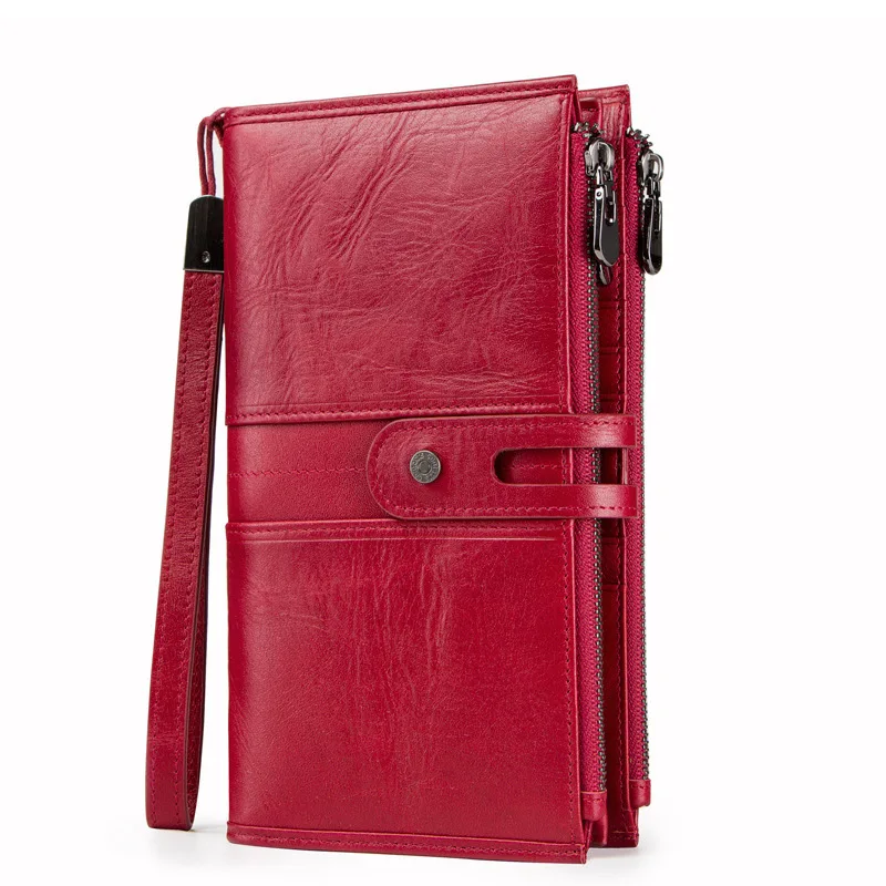 

New Brand Womens Long Wallets And Purses Female Genuine Leather Coin Purse Long For Girl Card Holder Handy Money Bag