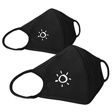 2 шт. черный унисекс Для женщин Для мужчин маска для лица Kawaii аниме рот маска хлопок ткань анти-пыли защитные маски Утепленная одежда маски для лица, рта