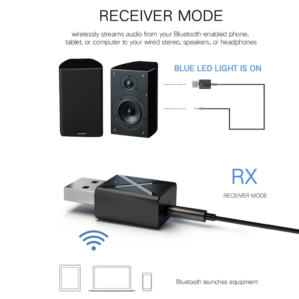 Kebidu мини беспроводной Bluetooth 5 0 передатчик приемник 3 мм AUX стерео USB адаптер для