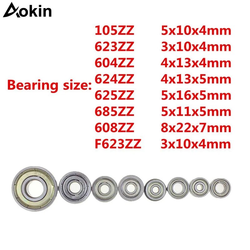 10 шт. шарикоподшипник двойной экранированный Миниатюрный высокоуглеродистой стали Однорядный 608ZZ 105ZZ 623ZZ 624ZZ 625ZZ 685ZZ F623ZZ 604ZZ