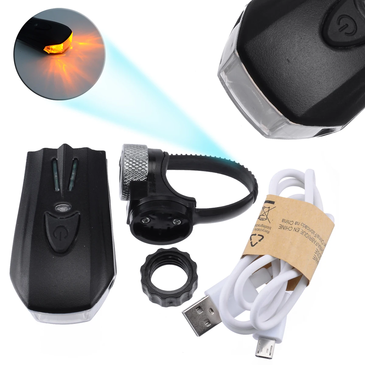 

Bike Front Smart Sensor Headlight LED USB Rechargeable Bicycle Safety Lamp Black Bike Accessories