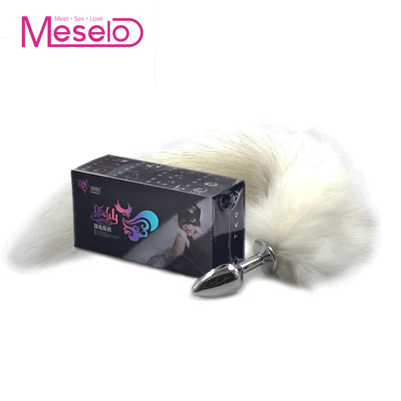 Meselo 75 см/40 см лисий хвост анальный секс-игрушка из нержавеющей стали белый