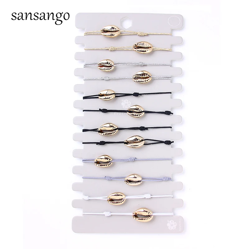 

12pcs/set Handmade Elastic Rope Bracelet For Women Children Skeleton Shell Charms Bracelets Wristband Hairband Jewelry Wholesale