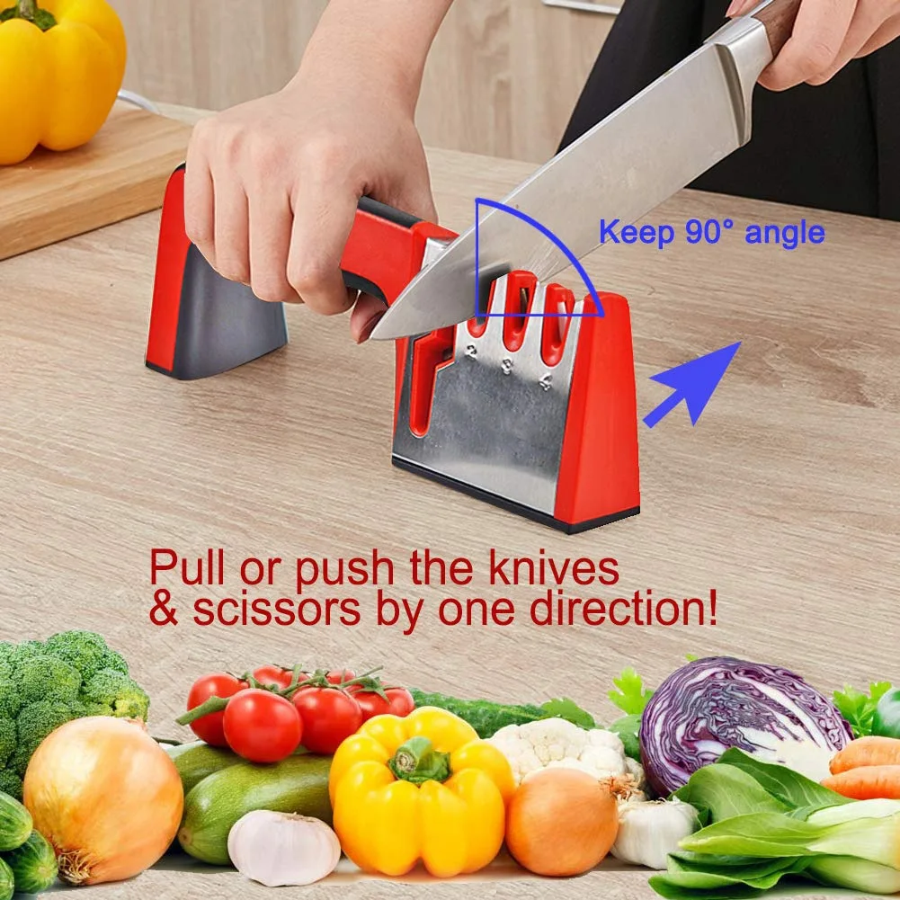 4 In 1 Knife Sharpener Cleaning Brush Sharpening Kitchen Knives Scissors