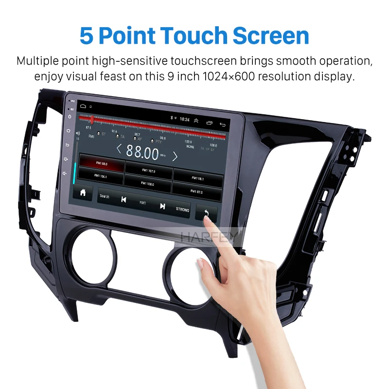 Perfect Harfey Android 8.1 Car Radio 9 inch for Mitsubishi TRITON (MT) 2015 Manual air conditioner GPS Navigation System HD Touchscreen 2