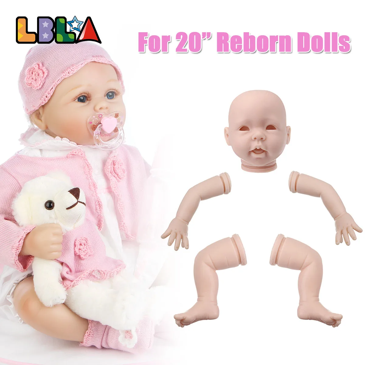 

20 inch Silicone Baby Dolls Soft Vinyl Body Unpainted Reborn Doll Kits for Artist Handmade Mould Accessories DIY for Christmas