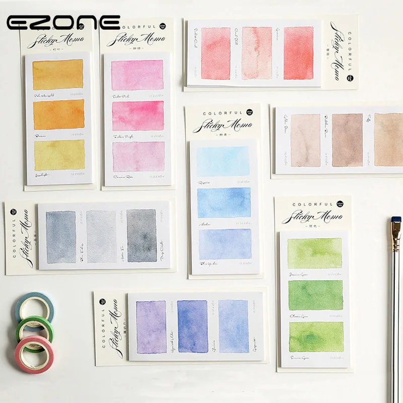 

EZONE Candy Color Sticky Note Rectangle Gradient Colorful Memo Pad For Planner Agenda N Time Sticker Bookmark Student Stationery