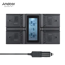 Andoer NP-F970 4-канальный цифровой Камера Батарея Зарядное устройство ЖК-дисплей Дисплей для sony NP-F550 F750 F950 NP-FM50 QM71 с DC автомобильный Зарядное устройство