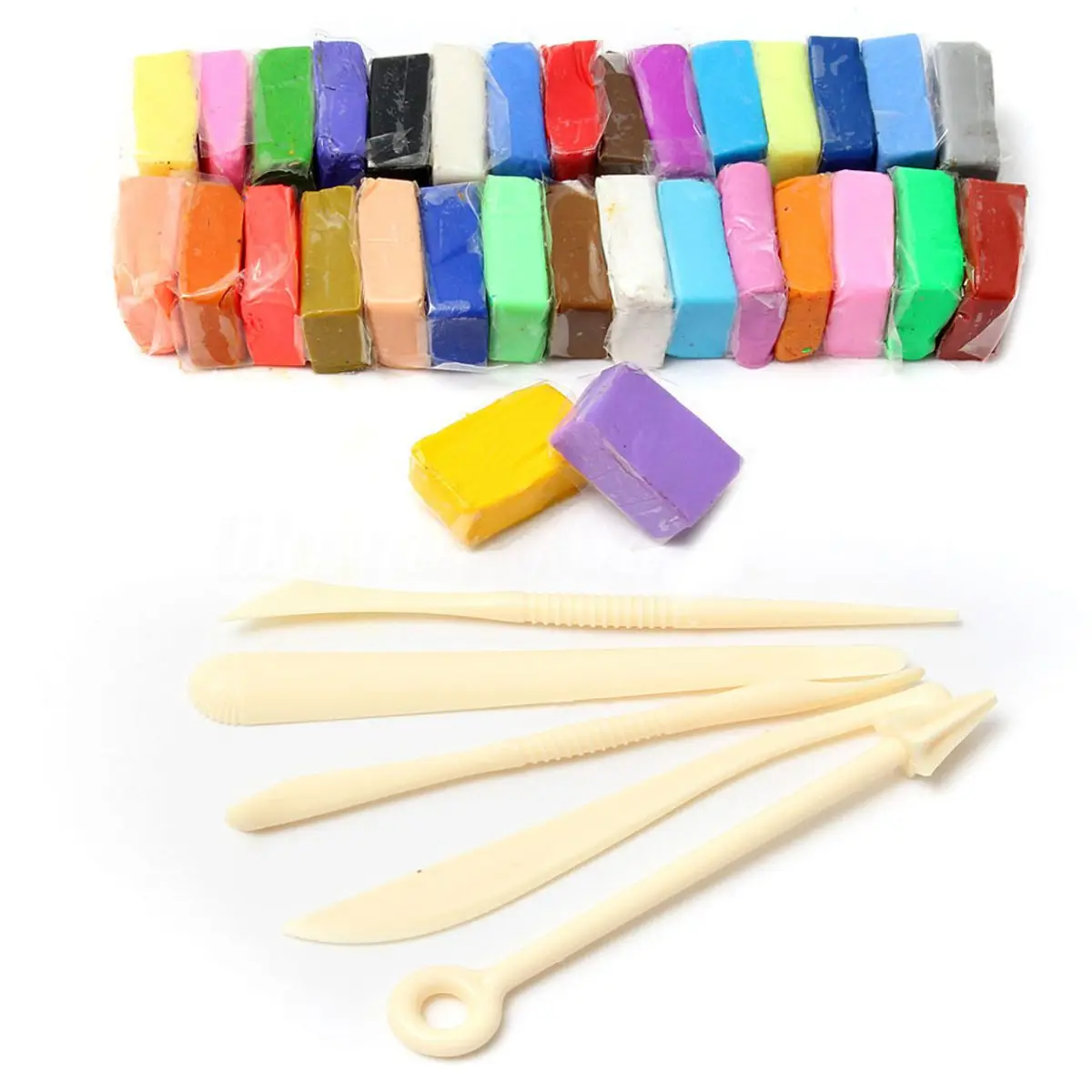 

PPYY NEW -5 Tools+24 Colors Soft clay Fimo Block Modelling Moulding DIY Toys, 24 Colours