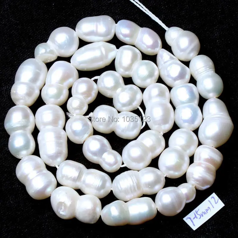 

Free Shipping 7-14mm Natural White Freshwater Pearl Irregular Shape Loose Beads Strand 15" DIY Creative Jewellery Making w1935