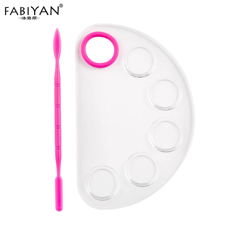 

2Pcs/set 5 Holes Palette Spatula Plastic Semicircle Gel Polish Mixing Cream Pigment Foundation Painting Nail Art Makeup DIY Tool
