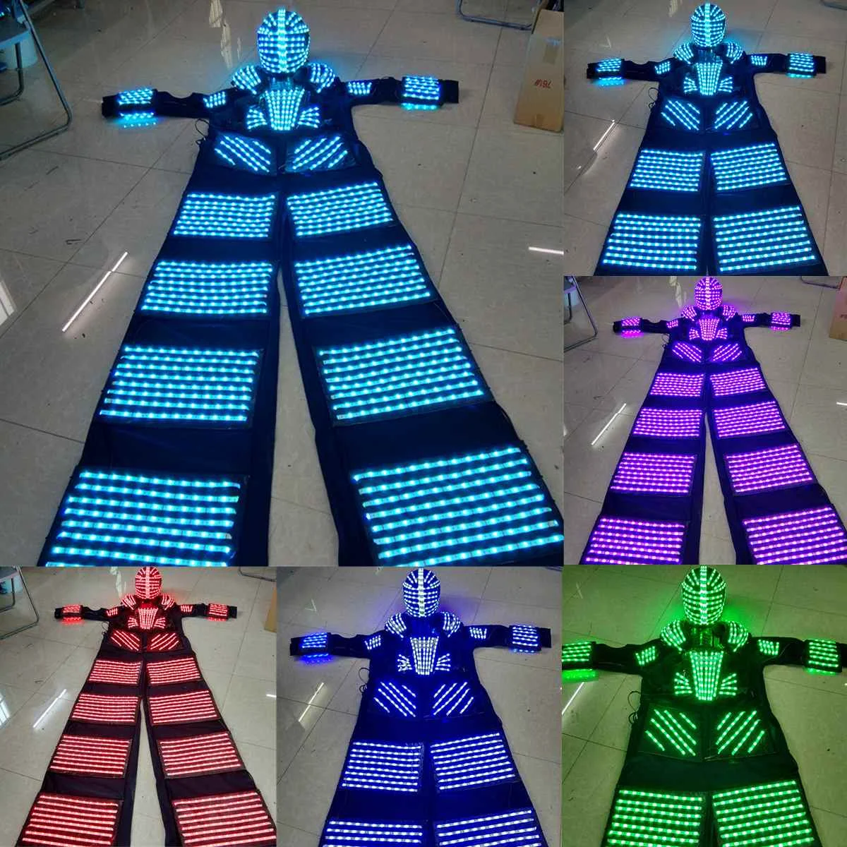 

Stilts Walker LED Lights Costumes LED Dance Costume LED Robot Suit 7 Color Change Party Performance Electronic Music Festival DJ