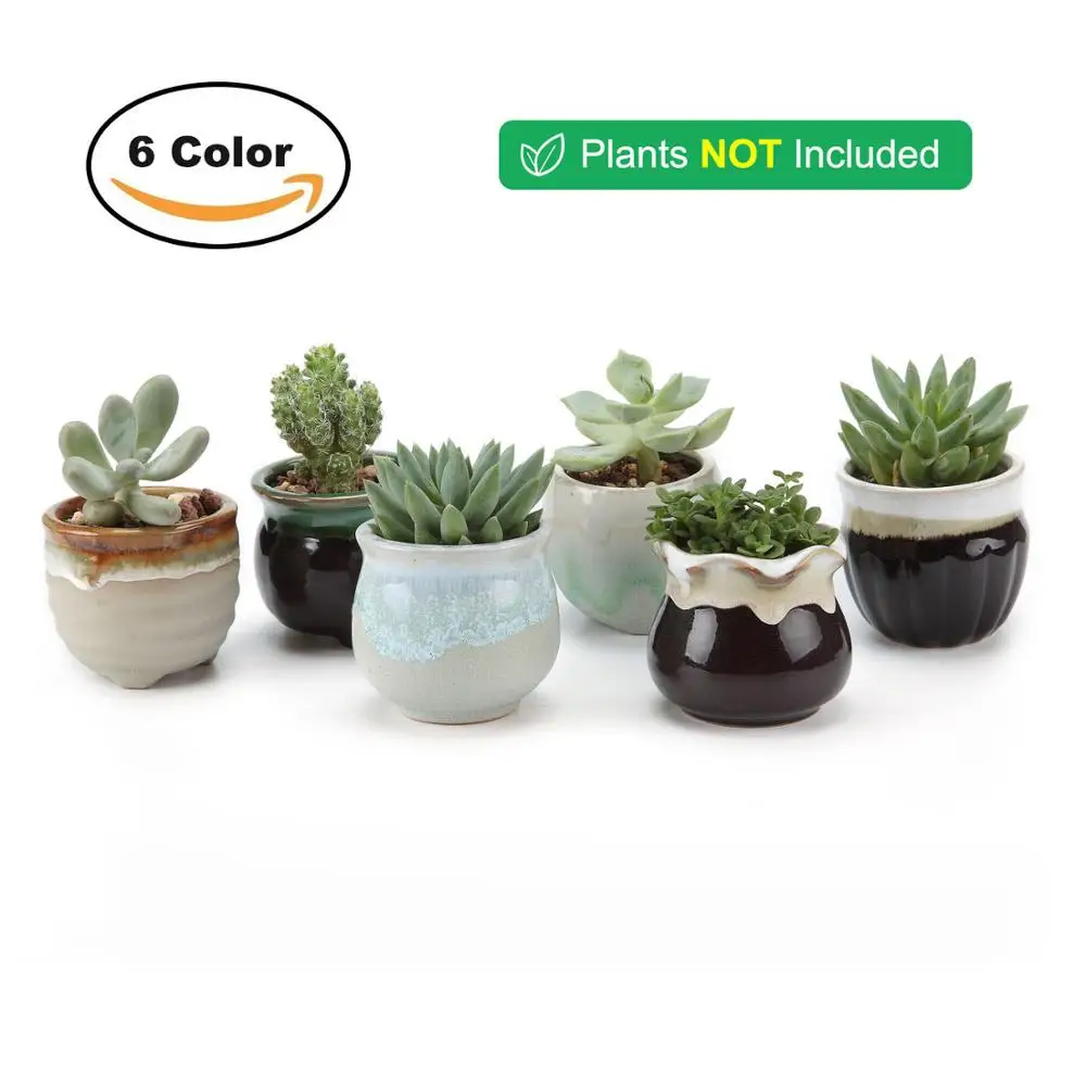 

2.5" Ceramic Flowing glaze bonsai Flower Shape succulent Plant Pot Cactus Pot Flower Pot Container Planter garden decoration