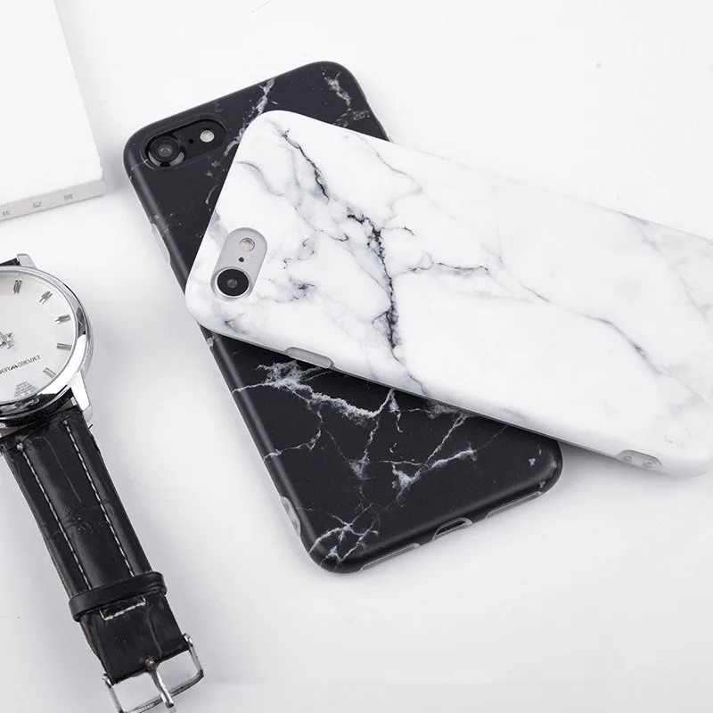 Чехол из натурального камня с мраморным принтом для IPhone 6 6s 7 8 Plus XR XS Max черные