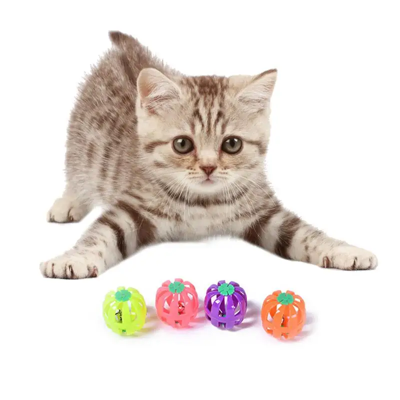 

10 Pcs Pet Toy Colourful Pet Cat Kitten Play Balls With Jingle Lightweight Bell Pounce Chase Rattle Toy For Cat
