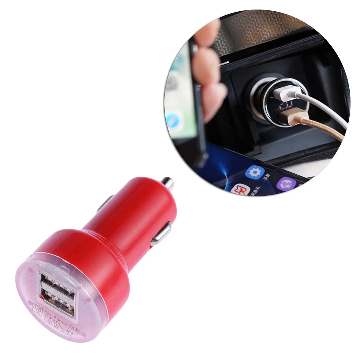 1 шт. 2.1A Универсальный Переходник USB для зарядки в машине Mini Bullet LED двойной 2