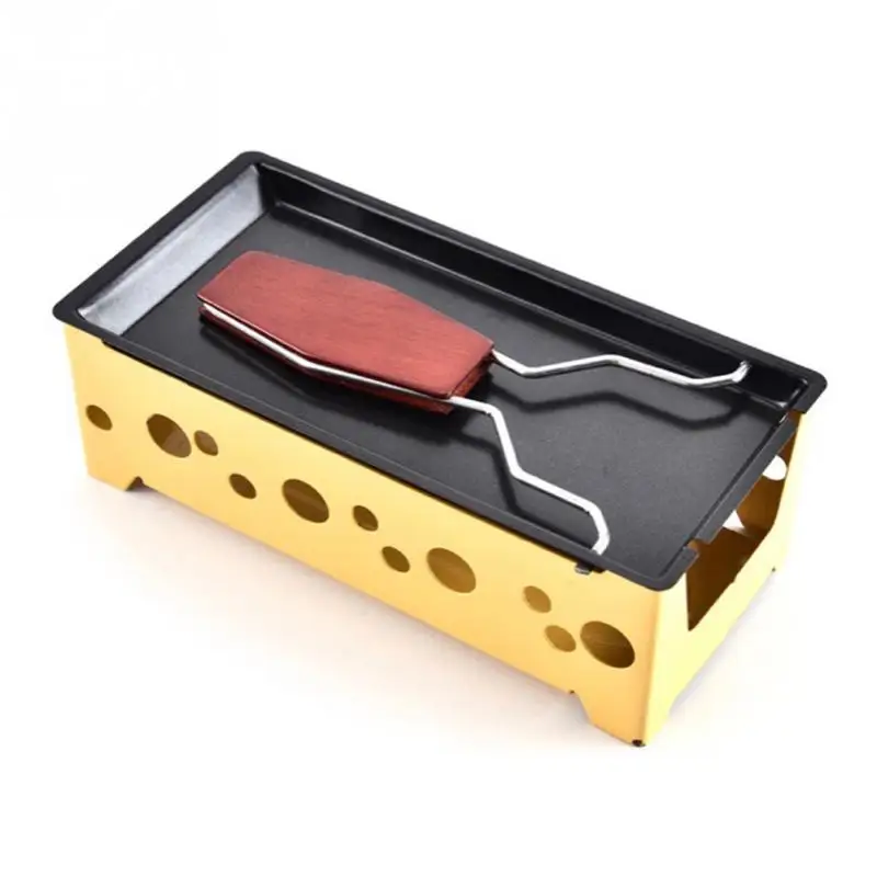 

Non-Stick Metal Cheese Raclette Baking Pan Oven Grill Plate Rotaster Baking Tray Stove Frame Spatula Set Kitchen Baking Tool