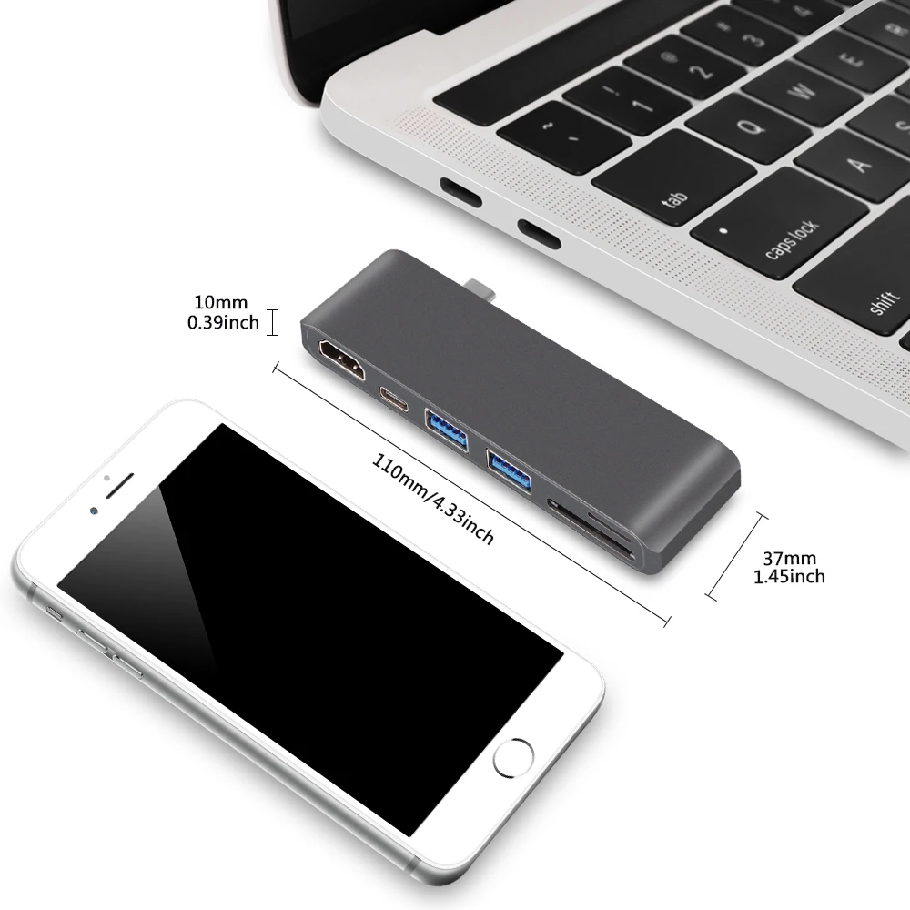 Redlai USB C Hub к HDMI 4K 2 3 0 PD SD/TF слот для кардридера адаптер MacBook Pro/Air 2018 2019 ноутбука Type
