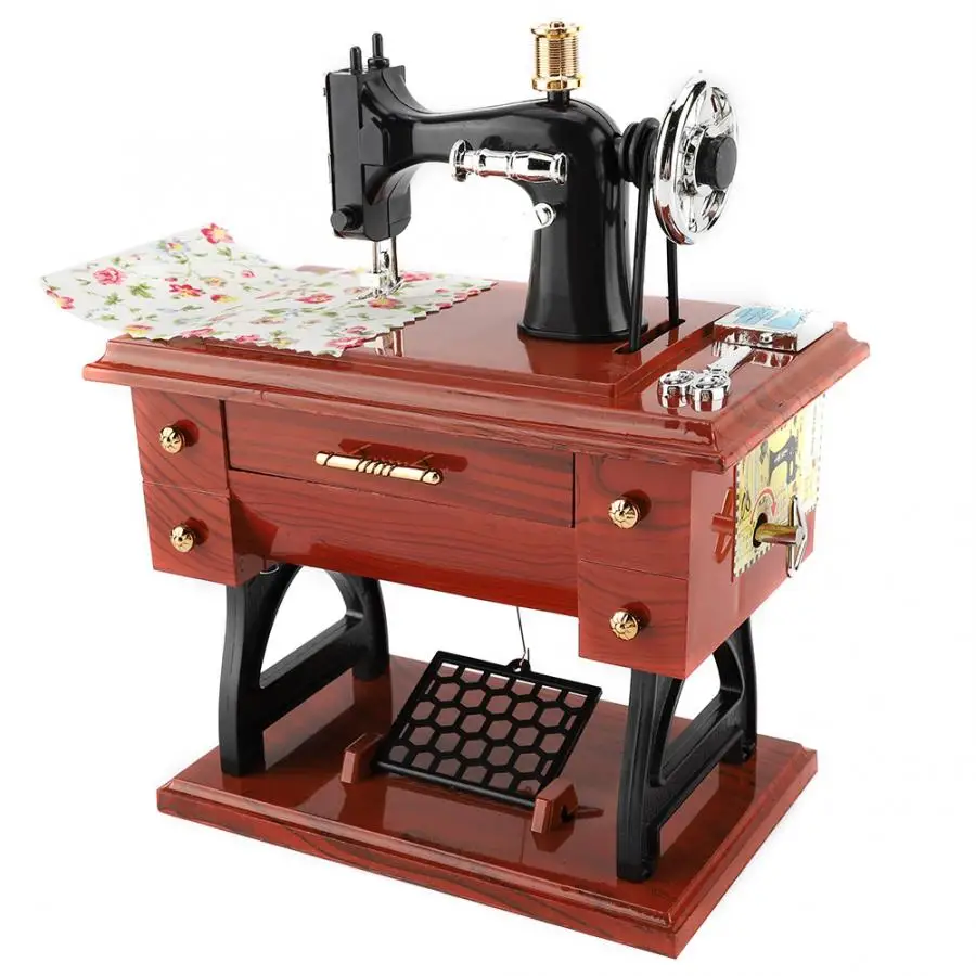Sewing machine Music Box Mini Vintage Retro Clockwork Gift Table Home Decoration | Дом и сад