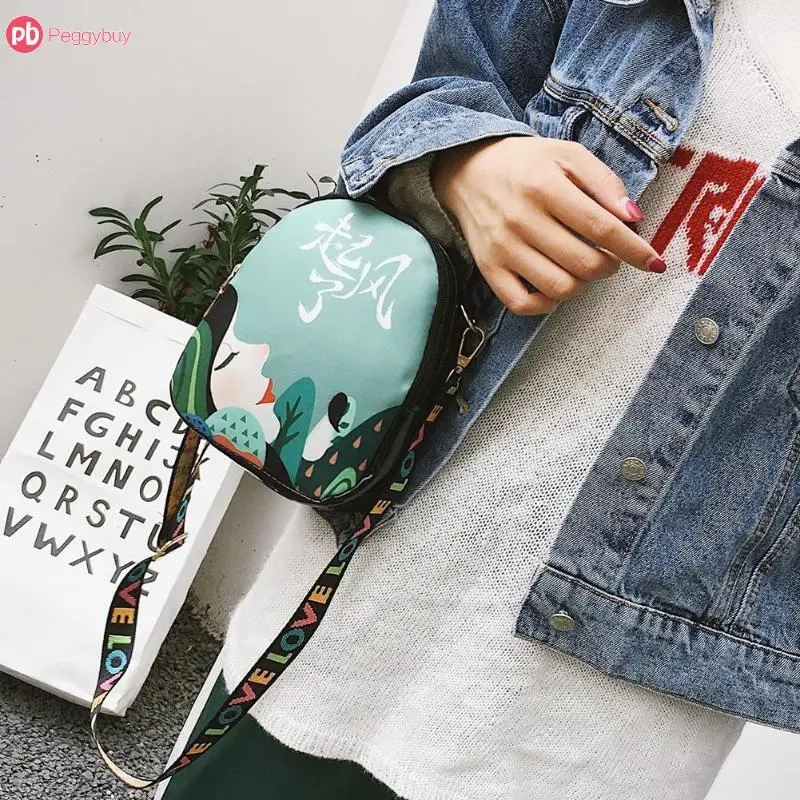 Mini Koreanische Stil Mädchen Floral Print Schulter Messenger Tasche kawaii Kleine Leder Handtasche für Frauen Sling Umhängetaschen