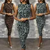 2022 Sexy Party Dress Women Elegant Mid-Calf Dress Bodycon Floral Print Sleeveless Evening Lady Clothes ► Photo 1/3