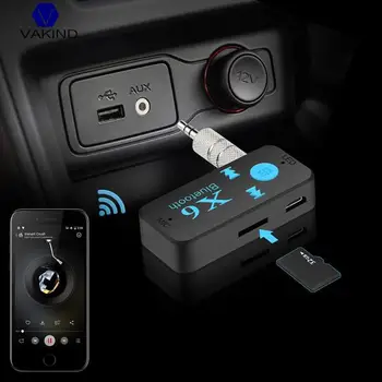 

X6 Bluetooth Receiver 3.5mm Jack Car AUX Audio Mini Wireless Adapter Hands-free Car Kits TF Card Play Music Receiver