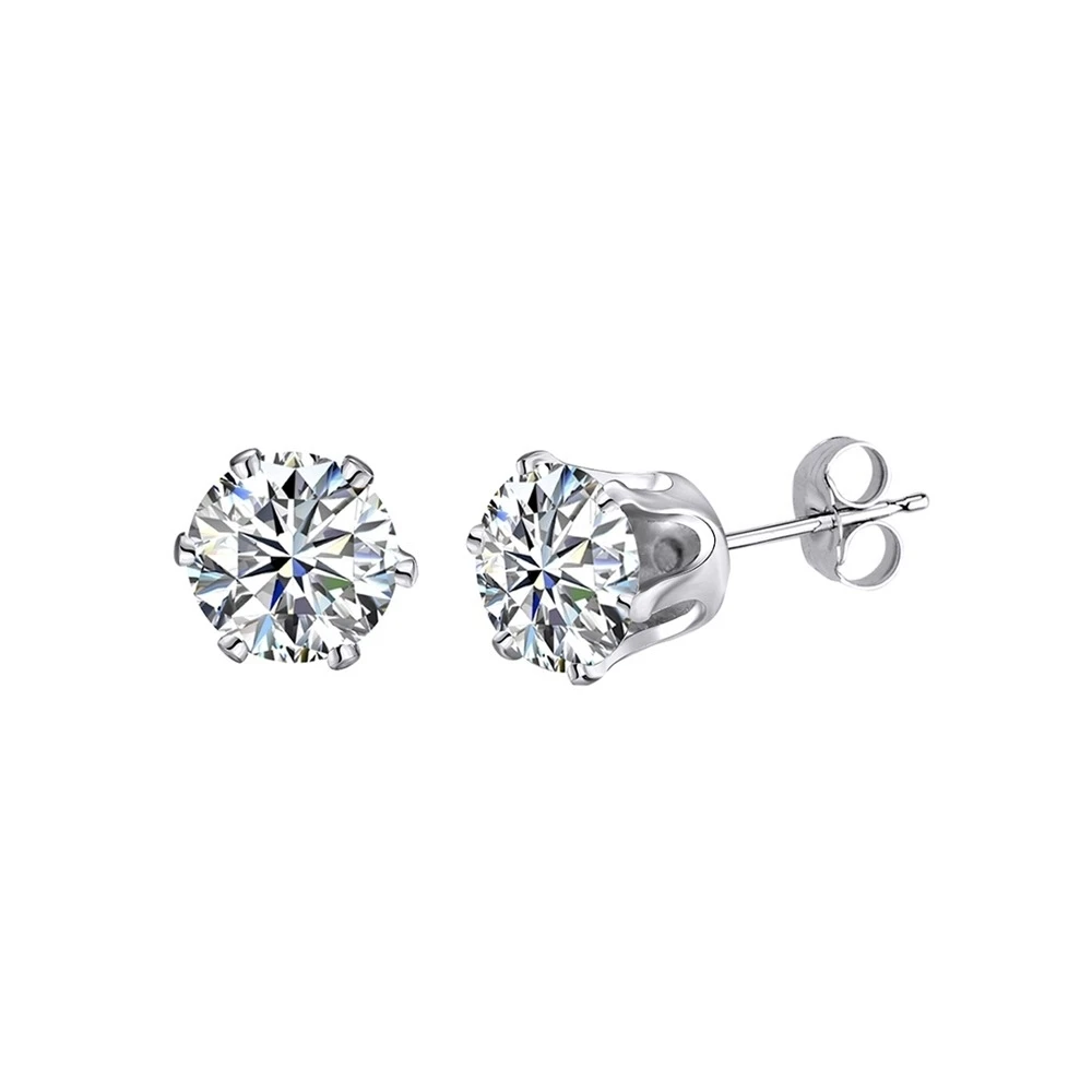 1/2 Ct Round Cut D/VVS1 Diamond 3mm Stud Earrings 14K White Gold Over