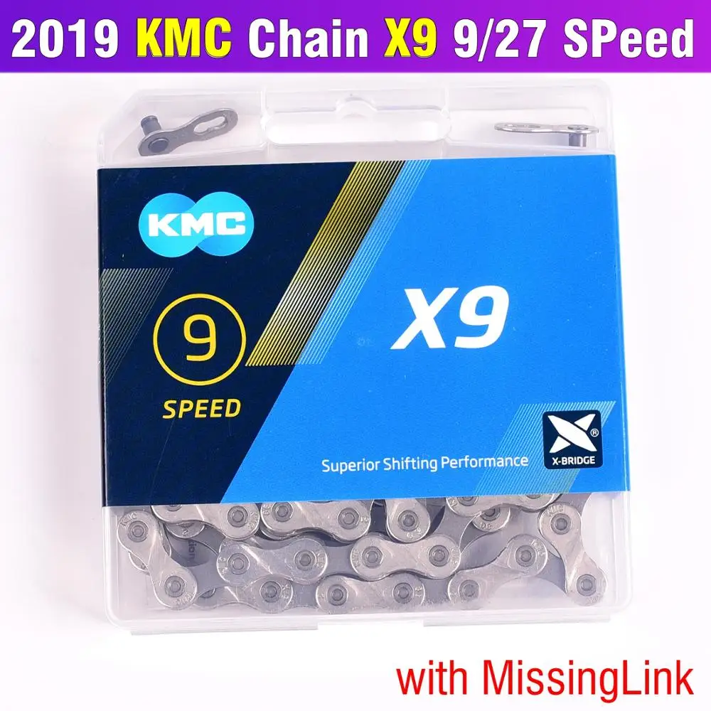 

NEW KMC X9 X9.93 MTB Road Bike Silver Chain 116L 9 Speed Bicycle Chain Magic Button Mountain With Original box and MissingLin