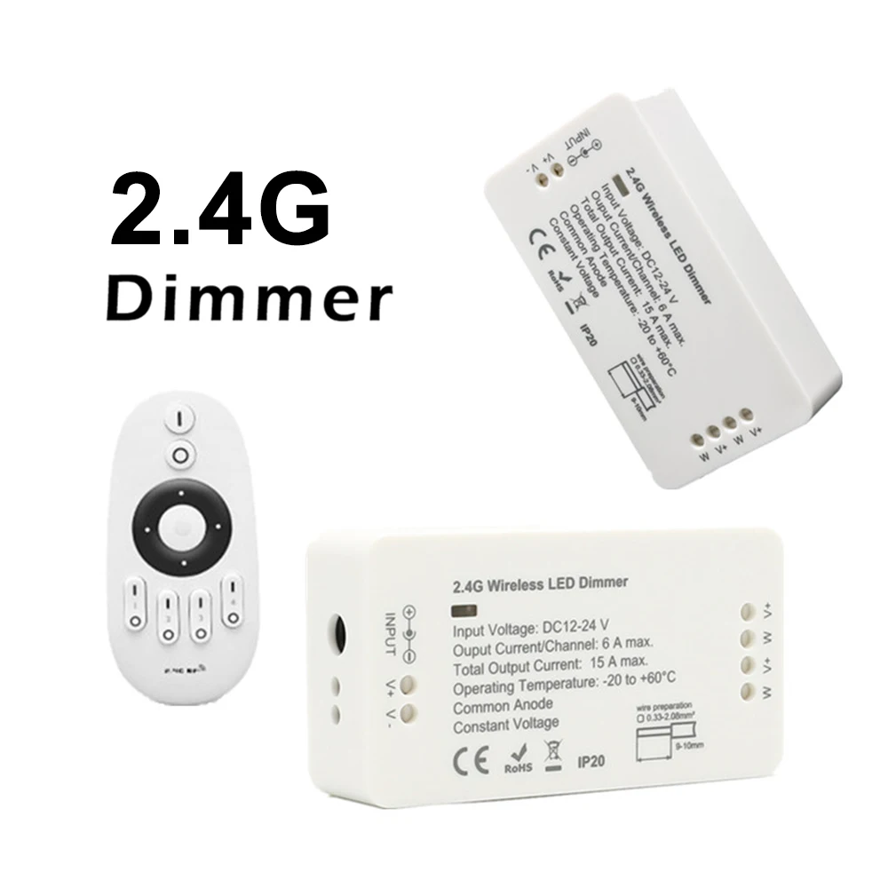 Регулятор диммера 2 4G DC12V/DC24V регулировка яркости для моноцветных светодиодных