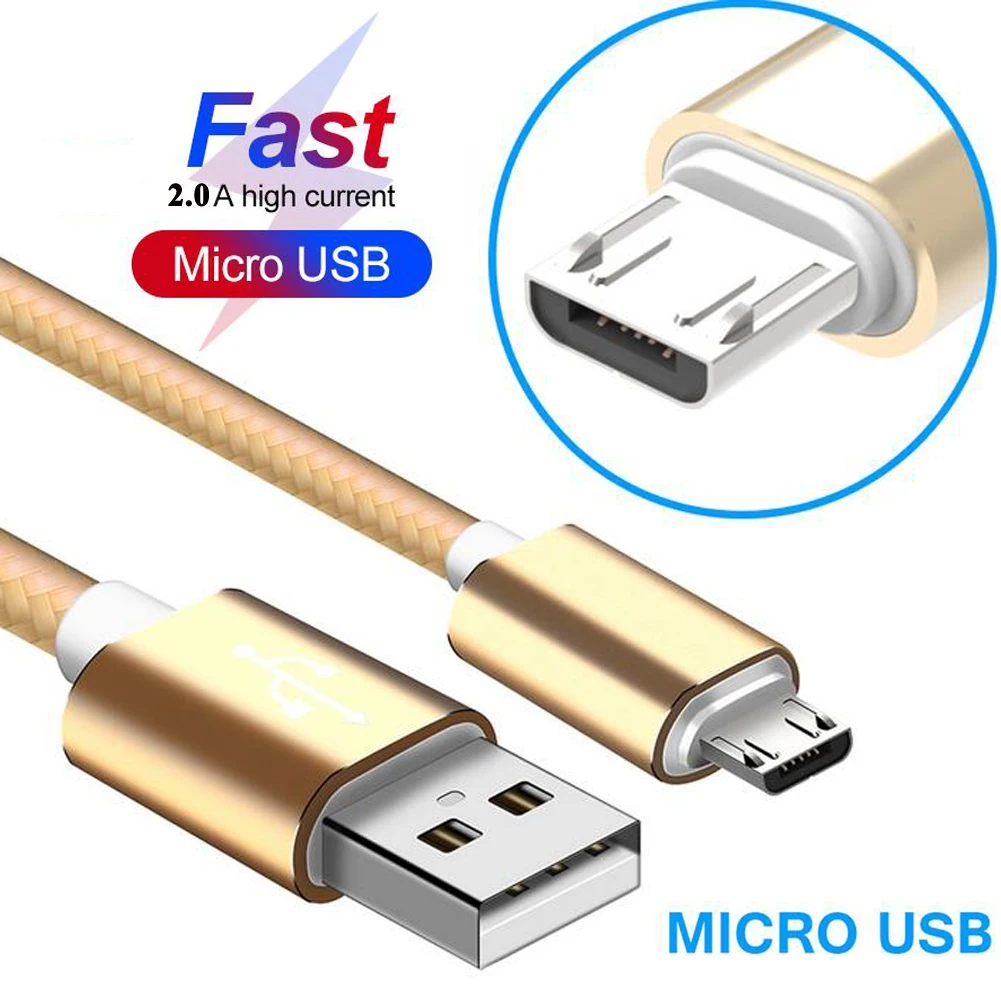 Нейлоновый Плетеный Micro USB кабель для samsung HTC, Huawei, Xiaomi Android телефон Быстрый зарядный Дата кабель синхронизации USB Кабель зарядного устройства