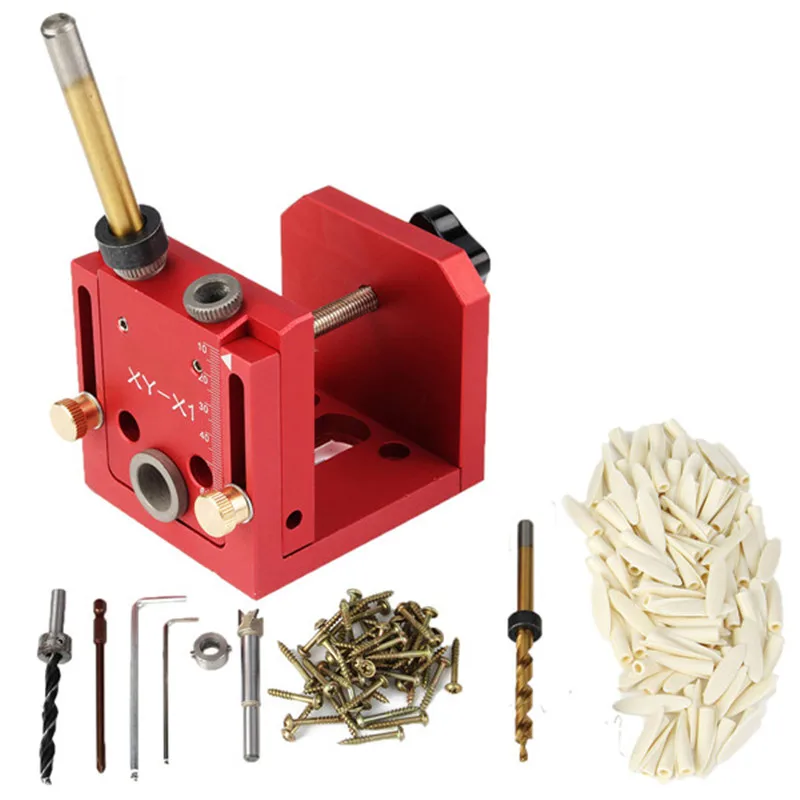 

Aluminum Multi-purpose Pocket Hole Drill Guide Dowel Jig Set Woodworking Joinery Kit New Version