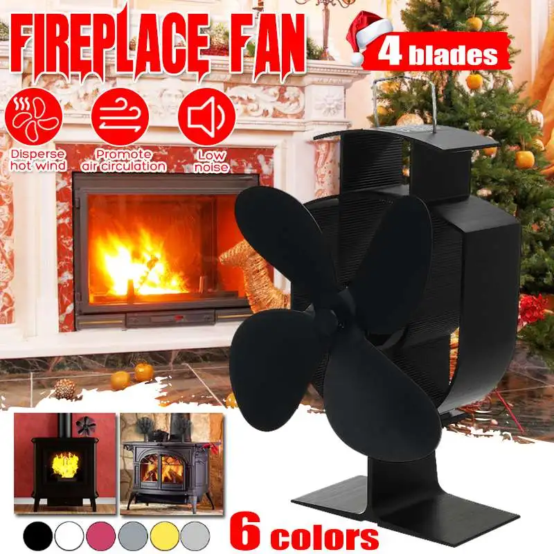 

4 Blade Durable Heat Powered Stove Fan Log Wood Burner Eco Friendly Quiet Home Fireplace Fan Heat Distribution Fuel Saving