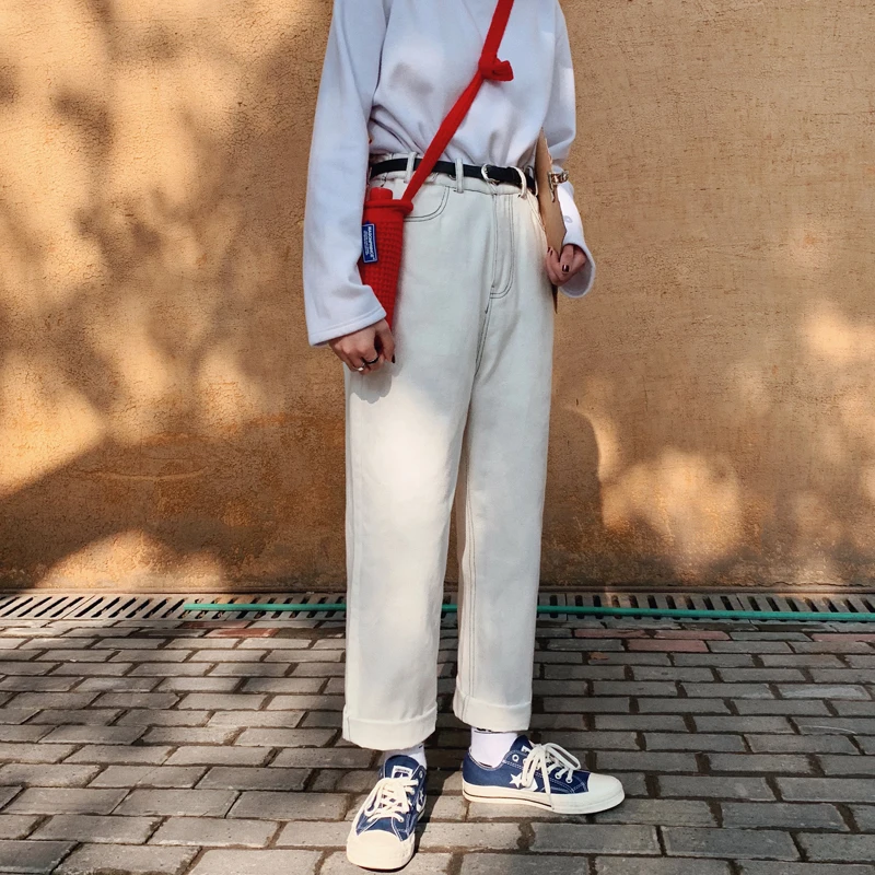 Spring Men's Personality New Casual Jeans M-2XL Solid Color Simple Wide Leg Wild Youth Loose Temperament Student Trousers