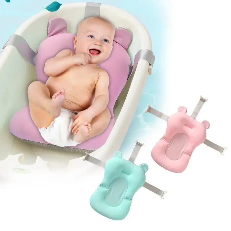 cheap Baby Shower Portable Air Cushion Bed Babies Infant Baby Bath Pad Non Slip Bathtub Mat NewBorn Safety Security Bath Seat