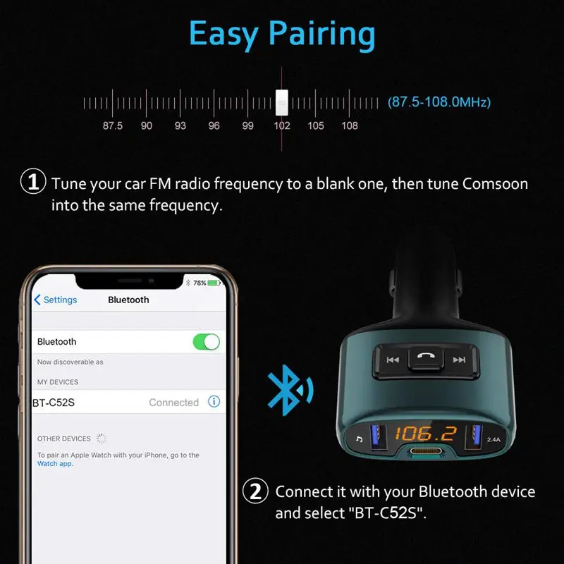 Bluetooth fm передатчик беспроводной радио адаптер приемник автомобильный комплект с