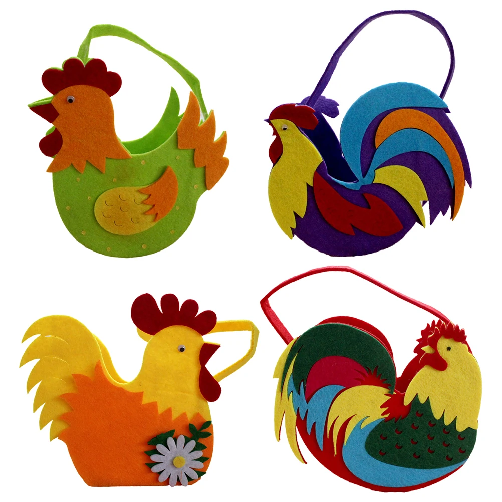 

1pc Easter Basket Non-woven Fabric Cock-shaped Adorable Container Bag for Treats Goodies Favors Candies