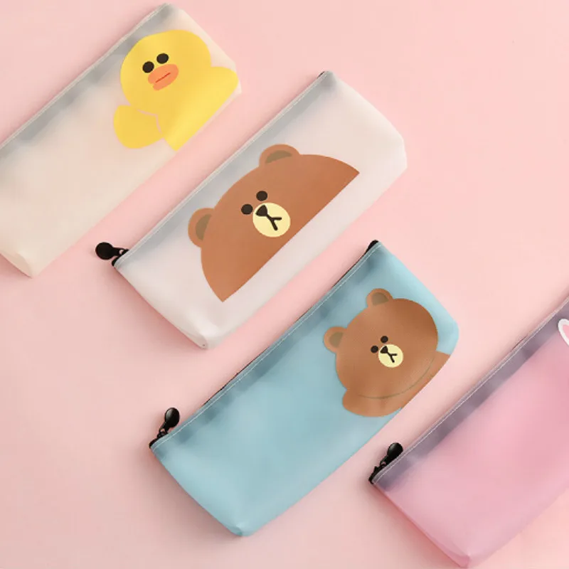 

1 Pcs Kawaii Bear Rabbit Duck Big Pencil Pen Case Transparent Gift Estuches School Box Pencilcase Bag Supplies Stationery Moomin