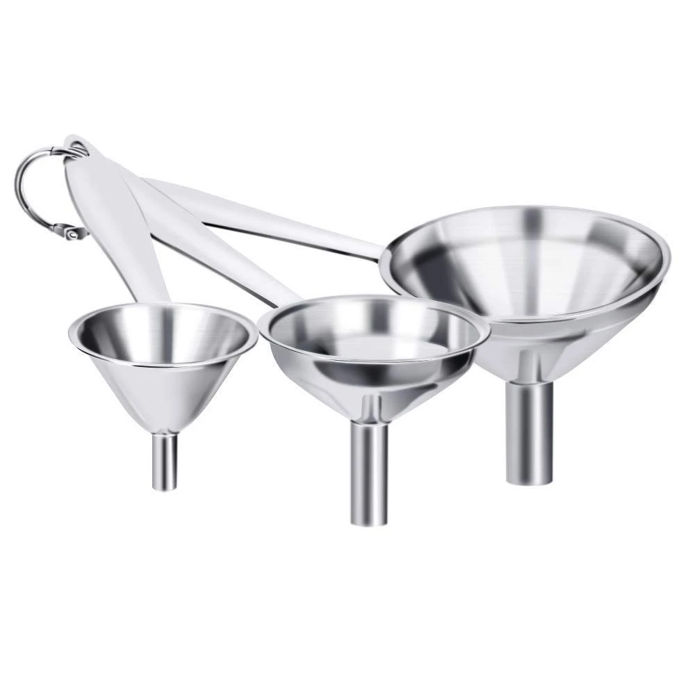 New Kitchen Funnels Stainless Steel Funnel Set Thick Collapsible Small Medium Large Funnels With Long Handle To Grip Set Of Funnel Aliexpress