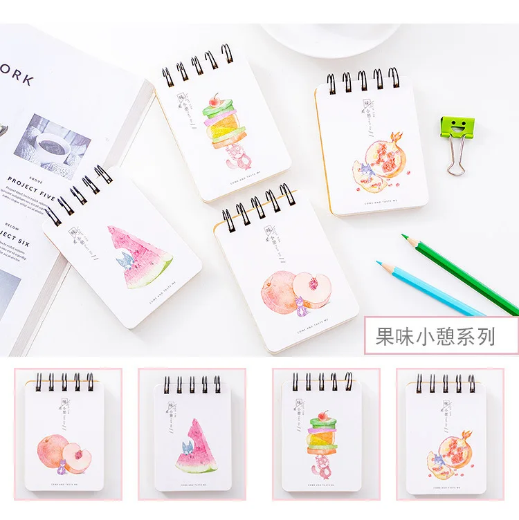 

2019 New 1Pcs Ins Cartoon Notebook Fruit Food Painting Coil Book Pocket Journal Diary NP247 Weekly Planner
