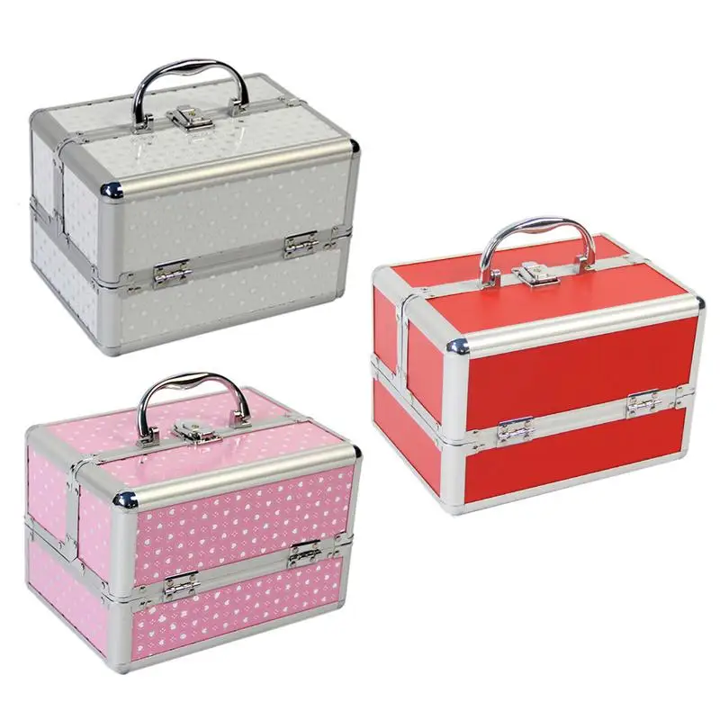 New Makeup Storage Box With Lock Cute Cosmetics Storage Box Jewelry Box Multi Layer Case Boxes