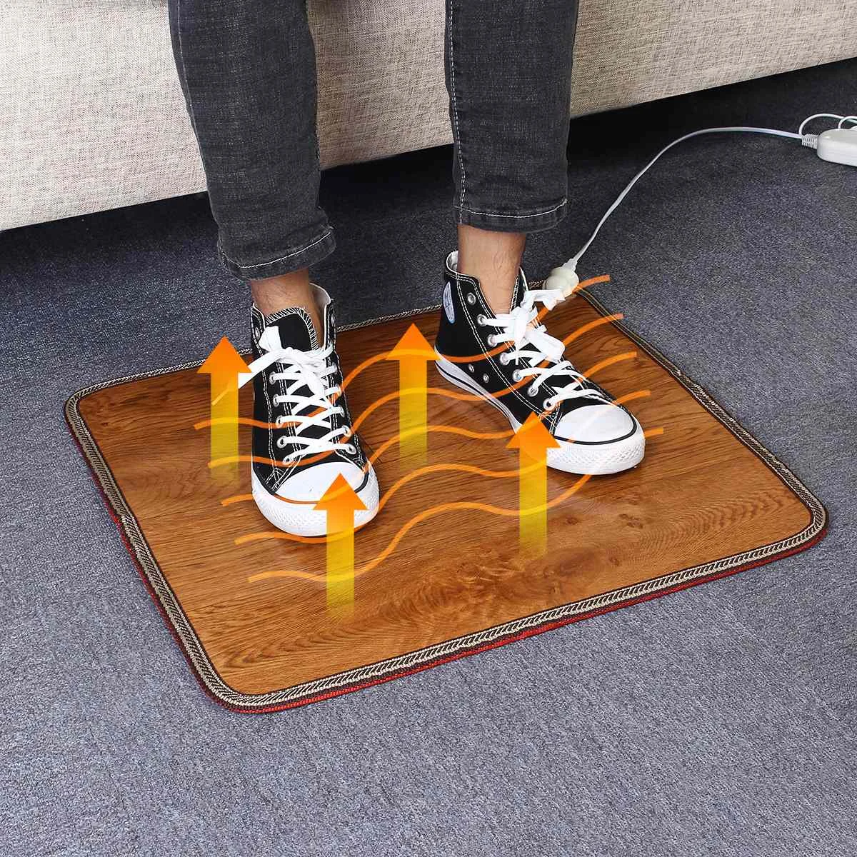 Buy 3 Sizes 60W 220V Household Office Heating Foot Mat Warmer Leather Electric