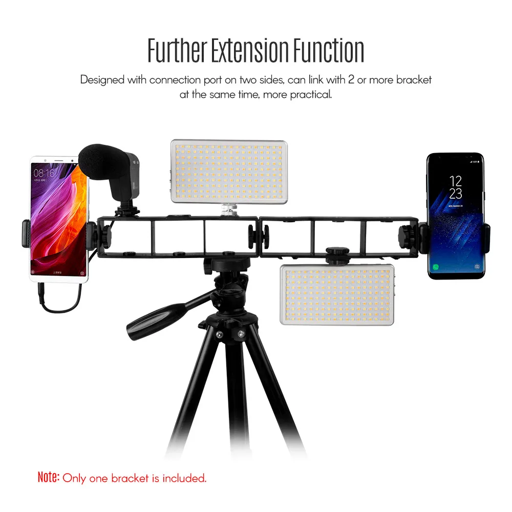 Photography Bracket Cage Holder Rig Dual Hot Shoe Mount Screw Flash for Video Light Microphone Monitor Phone | Электроника