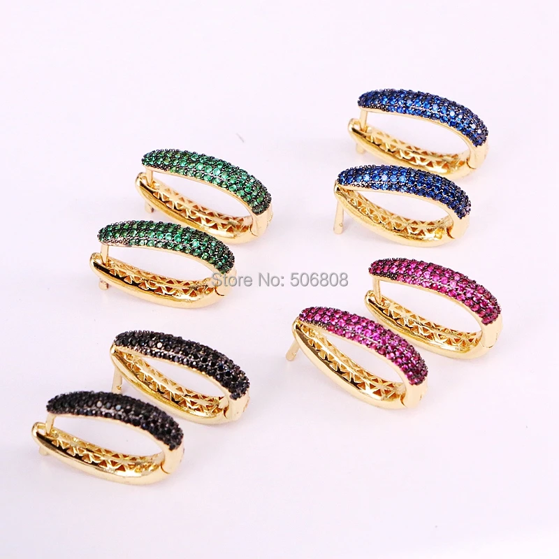 

ZYZ-9686 Gold Color U Shape Hoop Earrings For Women Luxury Mix Color Paved Zircon CZ Earrings