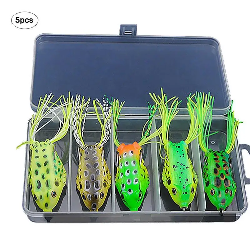  5pcs Lure Fishing Bait Fishing Snakehead Bass Jointed Trout Swim Bait Frog Super Frog Lure Bait Sim